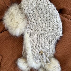 Starling Cozy Knit Trapper Hat with Faux Fur Trim